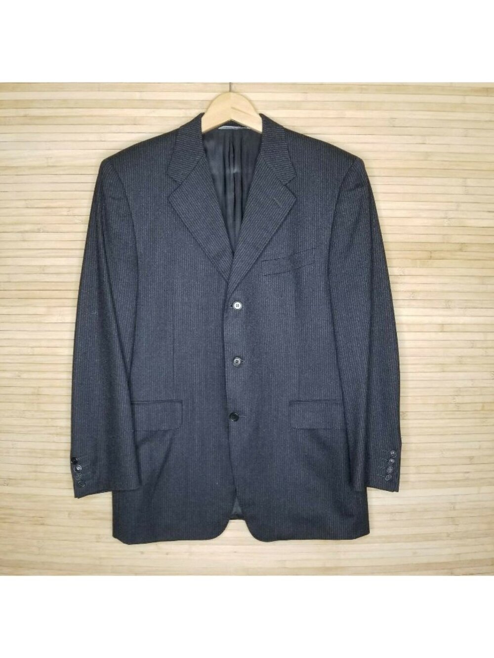 CANALI SPORT COAT 40R (50eu) Charcoal PINSTRIPE 3 BUTTON 100% WOOL BLAZER JACKET